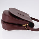 CARTIER Must Line Shoulder Bag Leather Bordeaux Gold Tone Auth ki6718A-3
