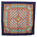 HERMES Carre 90 Scarf Silk Blue Red Auth ki6719-13