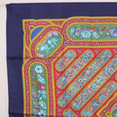 HERMES Carre 90 Scarf Silk Blue Red Auth ki6719-2