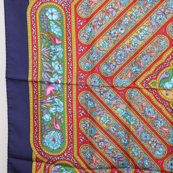 HERMES Carre 90 Scarf Silk Blue Red Auth ki6719