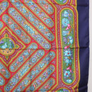 HERMES Carre 90 Scarf Silk Blue Red Auth ki6719-7