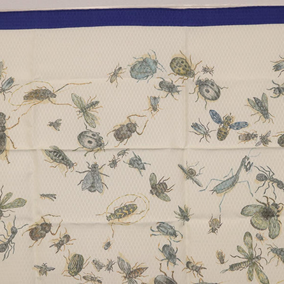 HERMES Carre 90 Scarf Silk Blue White Auth ki6720M