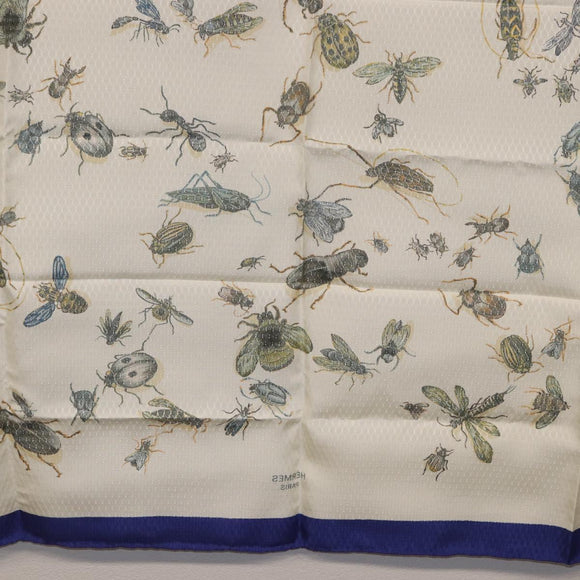 HERMES Carre 90 Scarf Silk Blue White Auth ki6720M