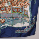 HERMES Carre 90 Scarf Silk ""TOURNEZ MANEGE"" Blue White Auth ki6721-10