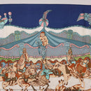 HERMES Carre 90 Scarf Silk ""TOURNEZ MANEGE"" Blue White Auth ki6721-3