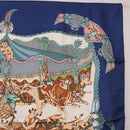 HERMES Carre 90 Scarf Silk ""TOURNEZ MANEGE"" Blue White Auth ki6721-4