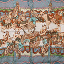 HERMES Carre 90 Scarf Silk ""TOURNEZ MANEGE"" Blue White Auth ki6721-6