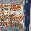 HERMES Carre 90 Scarf Silk ""TOURNEZ MANEGE"" Blue White Auth ki6721-7
