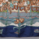 HERMES Carre 90 Scarf Silk ""TOURNEZ MANEGE"" Blue White Auth ki6721-9