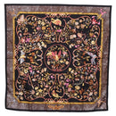 HERMES Carre 90 Scarf Silk ""PiERRES d' ORiENT et d' OCCiDENT Black Auth ki6722-1