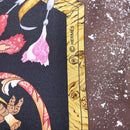 HERMES Carre 90 Scarf Silk ""PiERRES d' ORiENT et d' OCCiDENT Black Auth ki6722-11
