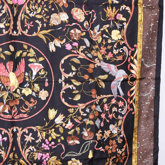 HERMES Carre 90 Scarf Silk ""PiERRES d' ORiENT et d' OCCiDENT Black Auth ki6722