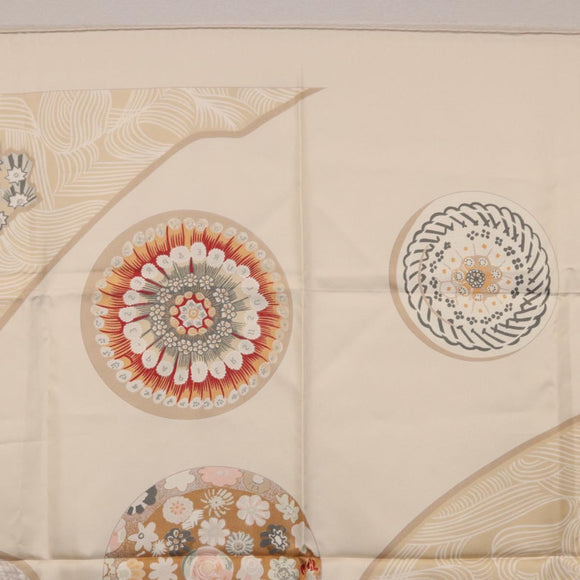 HERMES Carre 90 Scarf Silk Beige Auth ki6723M