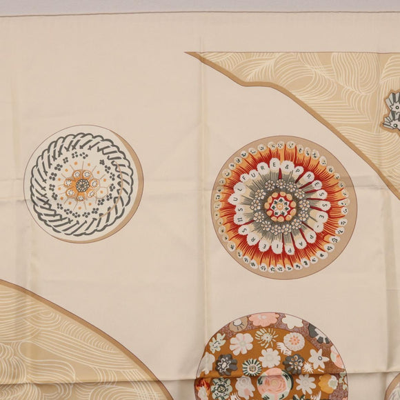HERMES Carre 90 Scarf Silk Beige Auth ki6723M