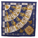 HERMES Carre 90 Scarf Silk ""Cliquetis"" Blue Gold Auth ki6724-1
