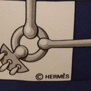 HERMES Carre 90 Scarf Silk ""Cliquetis"" Blue Gold Auth ki6724-12