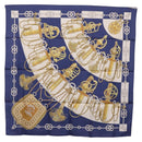 HERMES Carre 90 Scarf Silk ""Cliquetis"" Blue Gold Auth ki6724-13