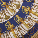 HERMES Carre 90 Scarf Silk ""Cliquetis"" Blue Gold Auth ki6724-6