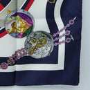 HERMES Carre 90 Scarf Silk ""la ronde des heures"" Navy White Auth ki6727M-10
