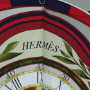HERMES Carre 90 Scarf Silk ""la ronde des heures"" Navy White Auth ki6727M-11