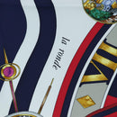 HERMES Carre 90 Scarf Silk ""la ronde des heures"" Navy White Auth ki6727M-12
