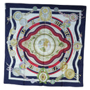 HERMES Carre 90 Scarf Silk ""la ronde des heures"" Navy White Auth ki6727M-16