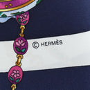 HERMES Carre 90 Scarf Silk ""la ronde des heures"" Navy White Auth ki6727M-18