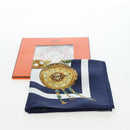 HERMES Carre 90 Scarf Silk ""la ronde des heures"" Navy White Auth ki6727M-19