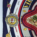 HERMES Carre 90 Scarf Silk ""la ronde des heures"" Navy White Auth ki6727M-5
