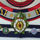 HERMES Carre 90 Scarf Silk ""la ronde des heures"" Navy White Auth ki6727M-9