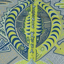 HERMES Carre 90 Scarf Silk ”LEGENDE KUNA PEUPLE DE PANAMA"" Blue Auth ki6728M-11