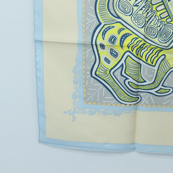 HERMES Carre 90 Scarf Silk ”LEGENDE KUNA PEUPLE DE PANAMA"" Blue Auth ki6728M