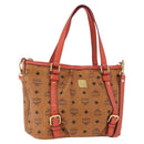 MCM Vicetos Tote Bag PVC Leather 2way Brown Gold Tone Auth ki6729A-1
