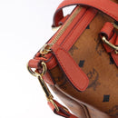 MCM Vicetos Tote Bag PVC Leather 2way Brown Gold Tone Auth ki6729A-18