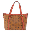 MCM Vicetos Tote Bag PVC Leather 2way Brown Gold Tone Auth ki6729A-2