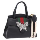 GUCCI Bijou Butterfly Hand Bag Leather 2way 505342 Auth ki6730V-1