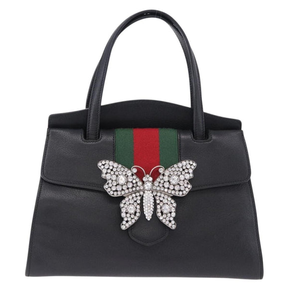 GUCCI Bijou Butterfly Hand Bag Leather 2way 505342 Auth ki6730V