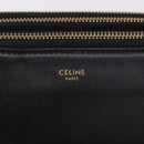 CELINE Trio Large Shoulder Bag Leather Black Gold Tone Auth ki6732V-14
