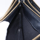 CELINE Trio Large Shoulder Bag Leather Black Gold Tone Auth ki6732V-20