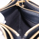 CELINE Trio Large Shoulder Bag Leather Black Gold Tone Auth ki6732V-21