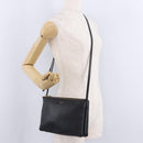 CELINE Trio Large Shoulder Bag Leather Black Gold Tone Auth ki6732V-26