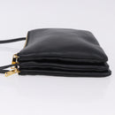 CELINE Trio Large Shoulder Bag Leather Black Gold Tone Auth ki6732V-5