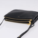CELINE Trio Large Shoulder Bag Leather Black Gold Tone Auth ki6732V-6