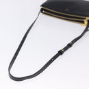 CELINE Trio Large Shoulder Bag Leather Black Gold Tone Auth ki6732V-7