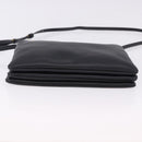 CELINE Trio Large Shoulder Bag Leather Black Gold Tone Auth ki6732V-9