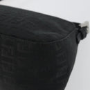 FENDI Zucchino Canvas Mamma Baguette Shoulder Bag Black Silver Auth ki6734M-12