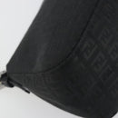 FENDI Zucchino Canvas Mamma Baguette Shoulder Bag Black Silver Auth ki6734M-13