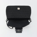 FENDI Zucchino Canvas Mamma Baguette Shoulder Bag Black Silver Auth ki6734M-16