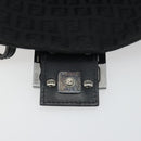 FENDI Zucchino Canvas Mamma Baguette Shoulder Bag Black Silver Auth ki6734M-17