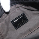FENDI Zucchino Canvas Mamma Baguette Shoulder Bag Black Silver Auth ki6734M-18